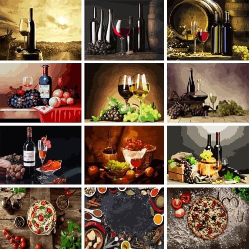 Home Kitchen Restaurant Decoration Canvas Poster DIY By Number Painting Adult Coloring Art Wall Painting Frameless Mural