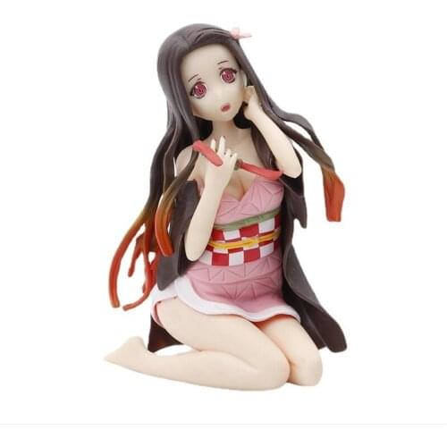 10cm Anime Demon Slayer Kamado Nezuko Figure Sexy Action Figure Kneeling Version Nezuko PVC Figurine Collectible Toys Gifts