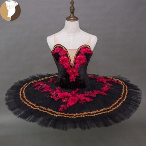 FLTOTURE Black Velvet Ballet Tutu Costumes Professional Classical Ballet Dresses For Sale Don Quixote Ballet Stage Dancewear