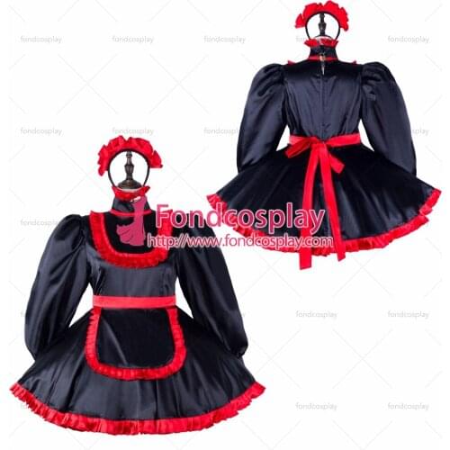 Sissy maid satin dress lockable Uniform cosplay costume Tailor-made[G2333]