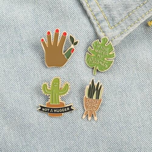 Interesting Enamel Pins Cute Cactus Aloe Green Plant Brooch Jewelry Pines Lapel Pin Badge Brooches for Gifts for Kids Friend