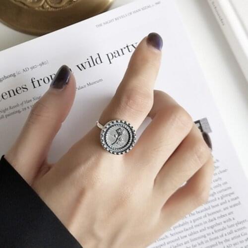 Vintage 925 Sterling Silver Rose Flower Resizable Finger Rings for Women Valentines Day Gift Jewelry Hot Sale 2019 Open Ring
