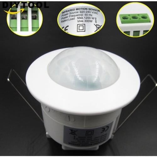 Mini Adjustable Sensor Lamp Switch 360Degree Ceiling PIR Infrared Body Motion Sensor Detector Lamp Light Switch 220V