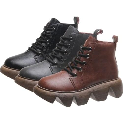 Fashion Boots for Women 2020 Autumn New Womens Booties Platform Shoes Woman Round Head Lace Up Large Size High Heel Shoe Men