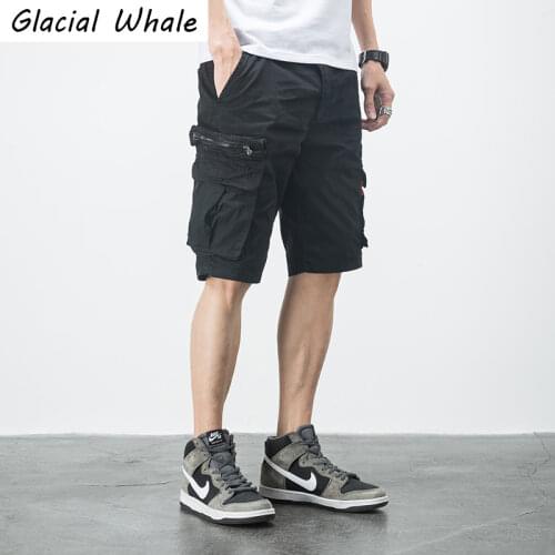 GlacialWhale Mens Cargo Shorts Men 2021 Summer Side Pockets Hip Hop Japanese Streetwear Male Multi-pocket Pants Shorts For Men
