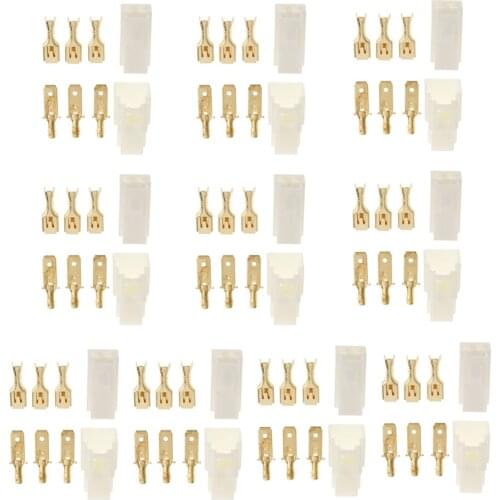 10 Kits Locking Connector Kit - 6.3mm - 3 Pin Way-Car Motorcycle Wire Repair