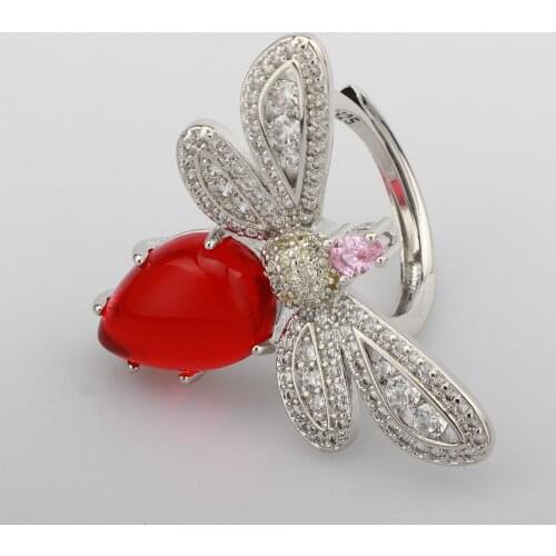 Unusual Honeybee Rings Fashion Luxury Water Drop Zircon S92 5 Silvery Jewelry Charm Womens Personality Accessories For Wedding