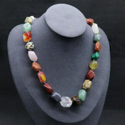 New fashion simple natural crystal stone necklace female models colorful wild 15x20MM necklace