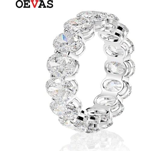 OEVAS 925 Sterling Silver Oval Created Moissanite Gemstone Engagement Party Cluster Ring Wedding Band Fine Jewelry Wholesale