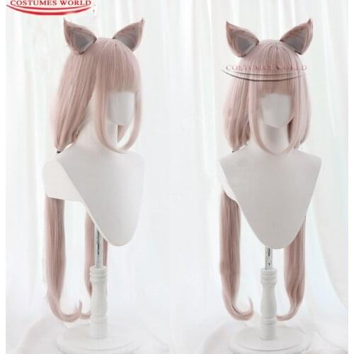 Vanilla Wig NEKOPARA Cosplay Wigs Women Pink 85cm Heat Resistant Synthetic Hair Vanilla with Cat Ears For Women Girls Costume