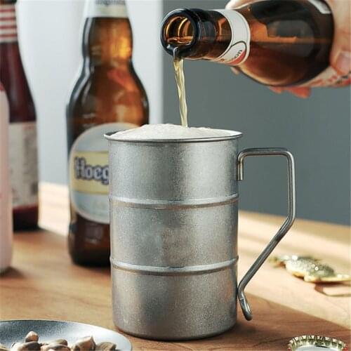 THREE LIVES 304 stainless steel beer cup with handle drink water, drink milk, drink beer and brew tea cups