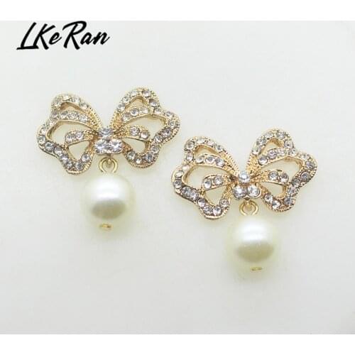 5pcs 25*45mm Butterfly Rhinestone Button Wedding Wine Glass Decoraation Clothing Metal Brooch DIY Crystal Crafts Accessories