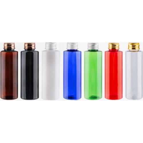 50pc 100ml Empty Mini Aluminum Cap Black Bottles For Liquid Soap Shower Gel Shampoo Hair Conditioner Refillable PET Containers