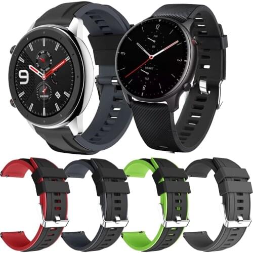 Silicone Replacement Bracelet For Amazfit GTR 47mm Wrist Straps Xiaomi Amazfit Pace/Stratos 1 2 3/GTR2/GTR 2e Watchbands Correa
