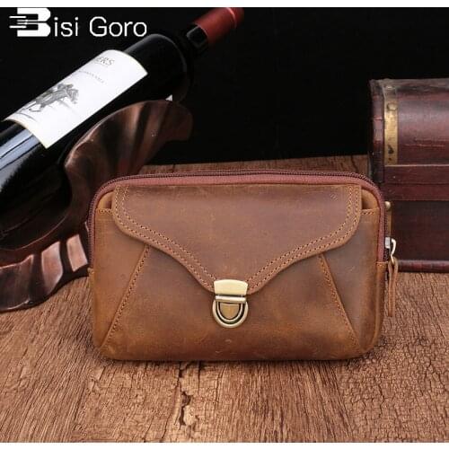 BISI GORO New 2021 Leather Waist Bag Women Unisex Phone Waist Packs Small Crossbody Messenger Bag Women Fashion Shoulder Bags