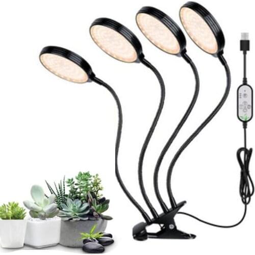 4 head 5V USB Timer LED Grow Light sunlight full spectrum cultivo plant flower growing Phyto lamp deck Clip indoor greenhouse