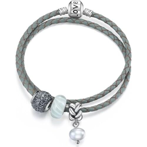 Trendy Wrap Leather Bracelets With Pearl Pendant Beads Charms Fit DIY Bangle For Womens Jewelry Gift