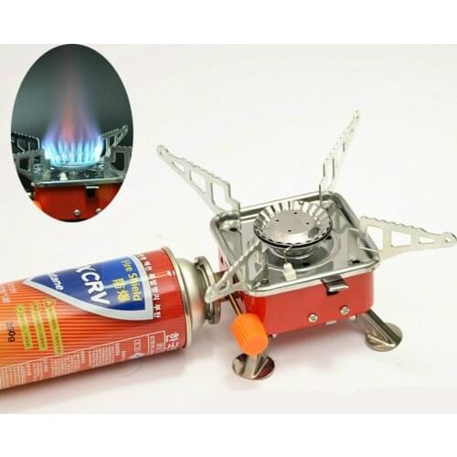 Outdoor Mini Quad-furnace Gas Stove Portable Folding Card Furnace Wild Burner Head Cookware Camping Accesorios 2021 New