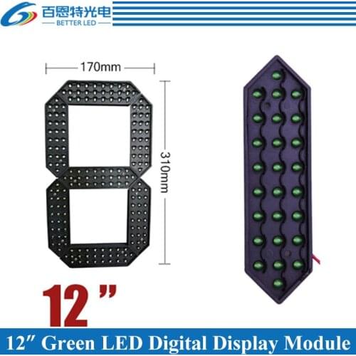 10pcs/lot 12" Green Color Outdoor 7 Seven Segment LED Digital Number Module for Gas Price LED Display module