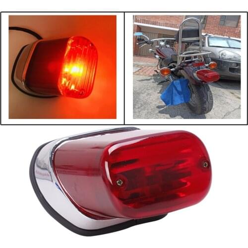 Motorcycle Tail Brake Light ABS Red Motorbike Rear Indicator Stop Lamp For Yamaha Virago XV250 XV400