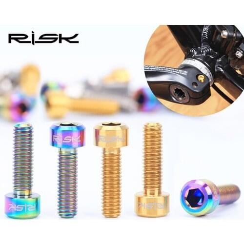 Crank locking screw RISK 4pcs M6x18mm M6x20mm Titanium Ti Bolts for bicycle Disc Brake Caliper Adapter Mount bicycle parts