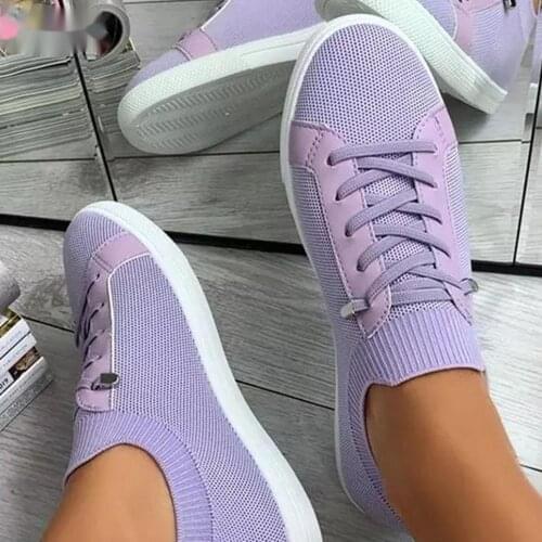 35-43 Large Size Mesh Breathable Low-top Lace-up Sneakers Sports Flat Shoes Women 2021 Summer New Style
