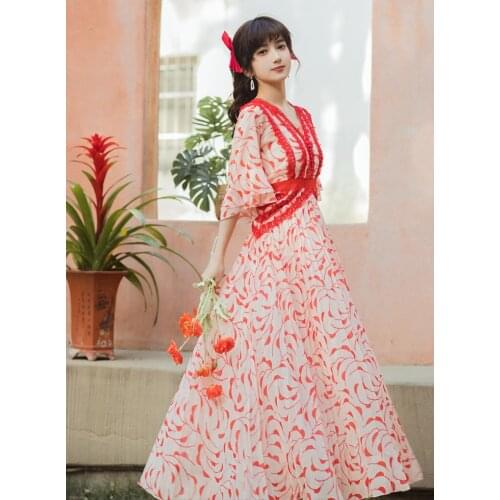 High Quality Summer Newest Fashion Self Portrait Dress Chiffon Print Lace Patchwork Maxi Dress Women Elegant Summer Long Dresses