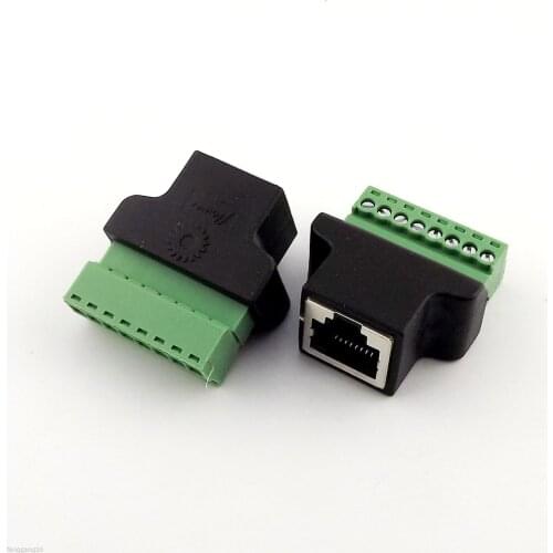 10pcs Ethernet RJ45 Female To Screw Terminal 8 Pin CCTV Digital DVR Adapter Connector
