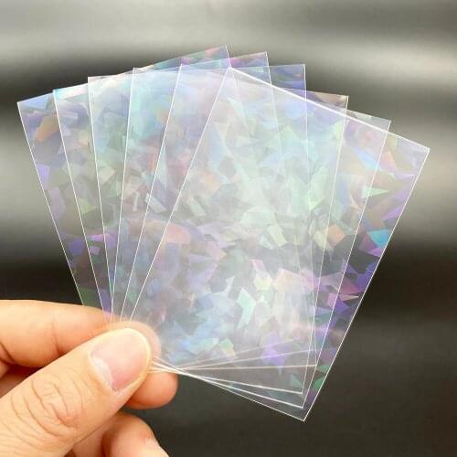 100PCS/PACK Rainbow Foil YGO Laser Clear Sleeves Korea Idol Photo Holographic Protector Trading Cards Shield Cover Guard Sleeve