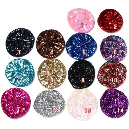 120pcs/lot Stretch Metallic Shining Sequin Beret Hat Party Stage Beanie Cap