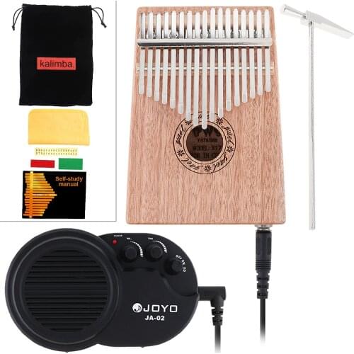 17 Key Electroacoustic Kalimba Solid Mahogany Thumb Piano with Amplifier Mbira Natural Portable Mini Keyboard Instrument