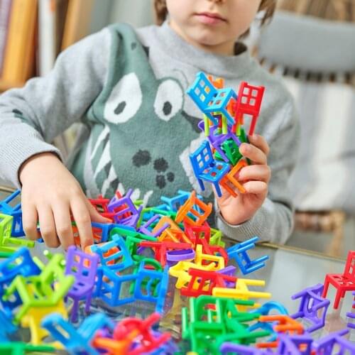 18pcs/set Kids Board Game Chairs Plastic Children Balance Chairs Toy Educational Balance Blocks Toy