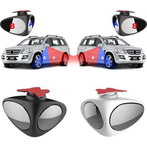 2pc Adjustable 360° Blind Spot Mirror Wide Angle Rear View Mirror White