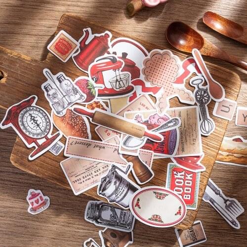 35PCS Vintage Love Kitchen Sticker DIY Scrapbook Bottom Collage Phone Computer Diary Planner Gift Sealing Decoration Sticker