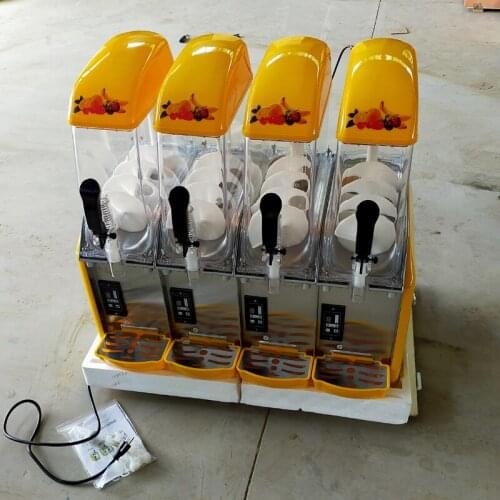 48L Slush Machine Four Cylind Smoothie Maker Ice Slusher Snow Melting Machine Smoothies Machine Yellow 1500W