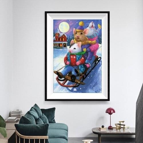 5D DIY Diamond Painting Animal Winter Mouse Fragrance Shiny Diamond 25x35 Paste Diamond Size Mural Embroidery Mosaic Home