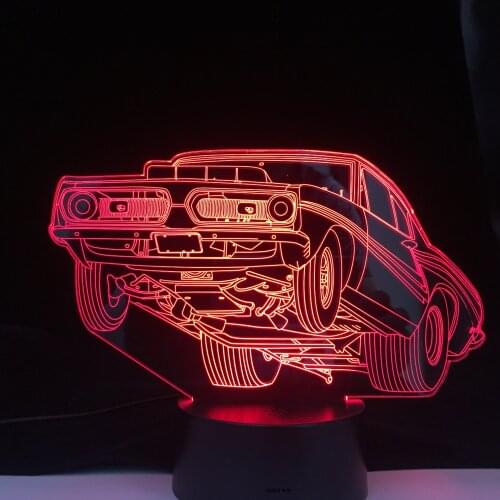 Car Series Car Heading Forward 3D LED Lamp Acrylic Light Guide Plate Touch Switch USB Charging Night Light for Festival Gifts