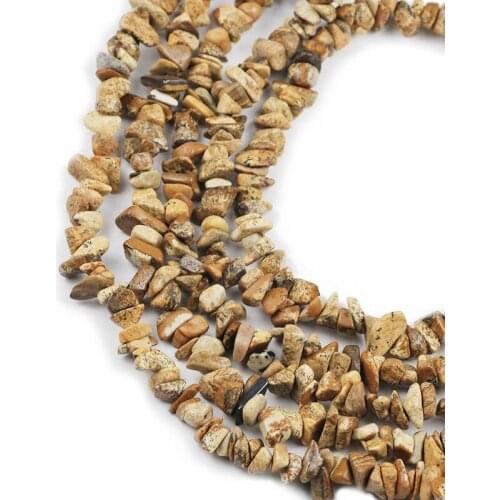HGKLBB Gravel shape Natural Brown Picture Stone Irregular Chips Beads for Jewelry Making 86cm strand Diy Bracelets Accessories