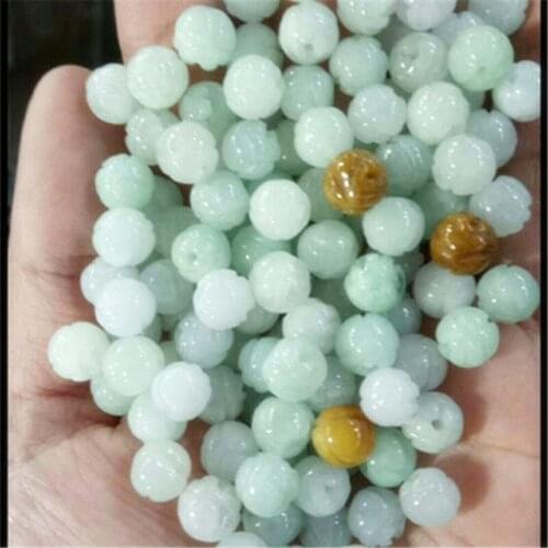 Natural jade loose beads lotus beads carved jade beads ice kind a cargo diy hand-woven bracelet sweater chain loose beads