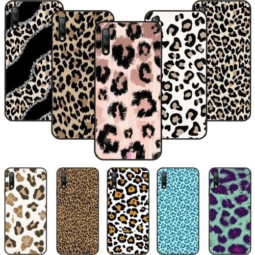 Phone Case For Huawei Honor 9X 10 9 20 8X 8A 8S 7X 7A i A Pro Play Lite Black Cover Back Art Bumper Tpu Popular Leopard Pattern