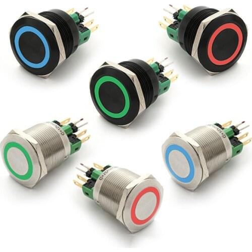 ELEWIND 22mm 3 LED color waterproof push button switch(PM221F-11E/RGB/12V/S)