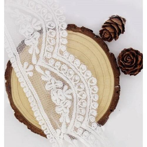 Cusack 2 meters 6 cm Ivory Lace Trims Ribbon Embroidered Applique Mesh Cotton for Costumes Home Textiles Trimmings Lace Fabric