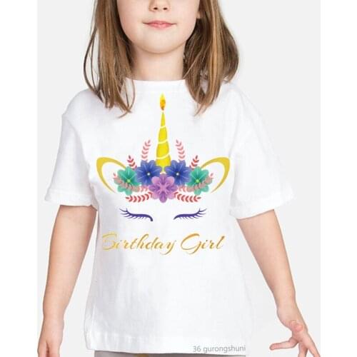 Unicorn Rainbow Horse Cartoon Print T-shirt Birthday Gift Fashion Cute Children Summer Tops Baby Boy&Girl T Shirt Harajuku
