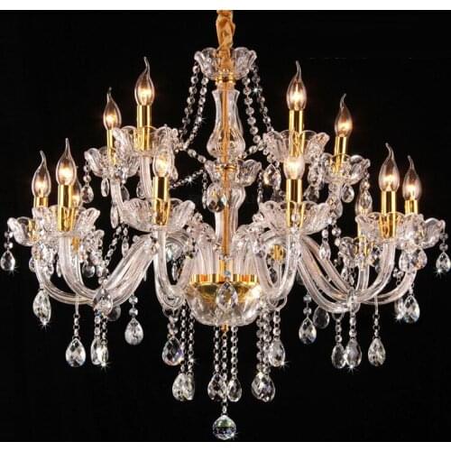 Parlor bedroom led candle chandelier lamp modern luxury crystal chandeleir 15 pcs E14 Gold chandeliers villa led lustre lighting