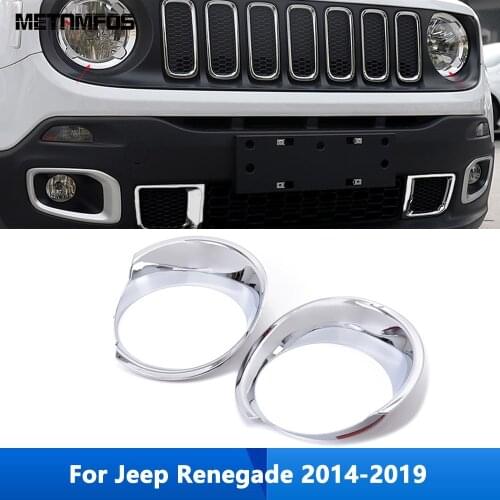 For Jeep Renegade 2014-2017 2018 2019 Chrome Front Head Light Lamp Cover Trim Headlight Decoration Frame Accessories Car styling