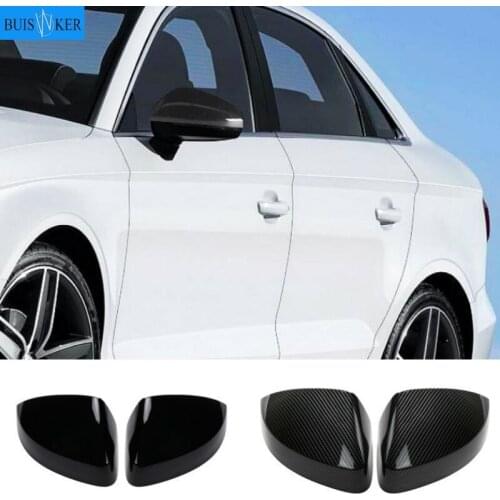 2 pieces for Audi A3 S3 8V RS3 Side Wing Mirror Covers Caps Carbon Fiber Gloss Black Mirror Caps 2013 2014 2015 2016 2017 - 2019