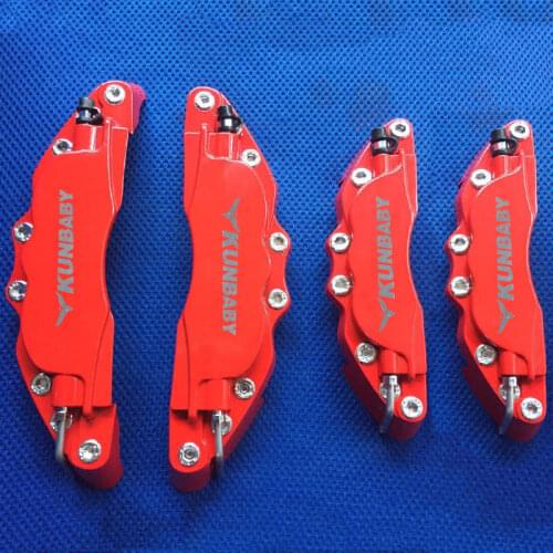 Red Aluminum Alloy Disc Brake Caliper Cover Silver Chrome KUNBABY Front Rear Car Styling M Power Free Shipping