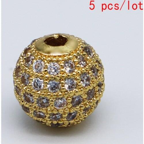 5pcs/lot Round ball cz beads 8 colours 6/8/10/12mm beads zirconia for diy bracelet making Micro pave cz copper beads wholesale
