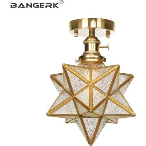 Loft Decor Brass Glass Ceiling Lights Vintage Edison E27 LED Ceiling Lamp Switch Copper Antique Living Room Aisle Home Lighting