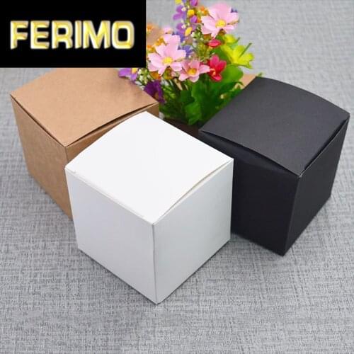 10pcs 5x5x5cm/6x6x6cm Small gift box 350gsm kraft packaging box white paper candy boxes square black craft box for soap/jewelry
